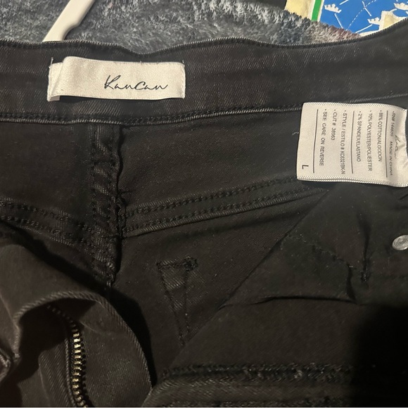 KanCan Charcoal Frayed Hem Jean Shorts - Picture 3 of 3